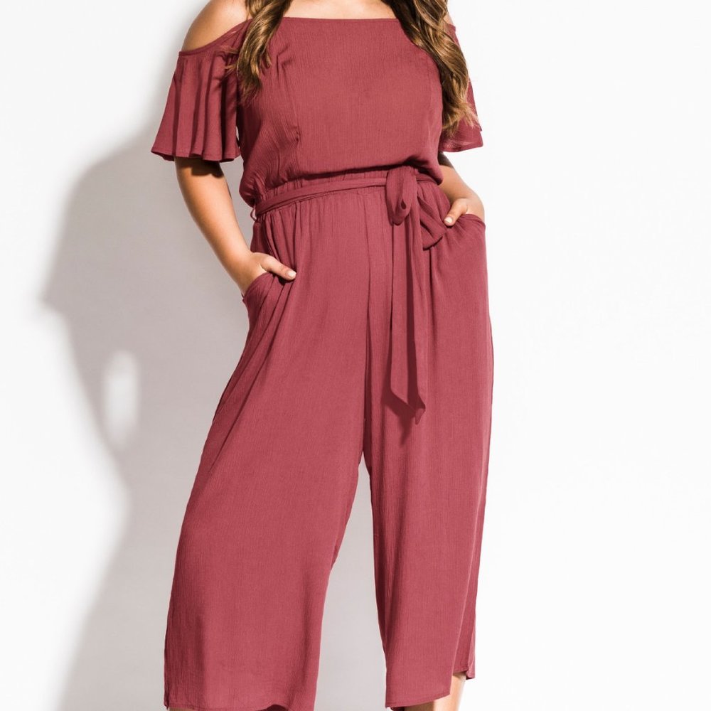 Frill Shoulder Jumpsuit - rose